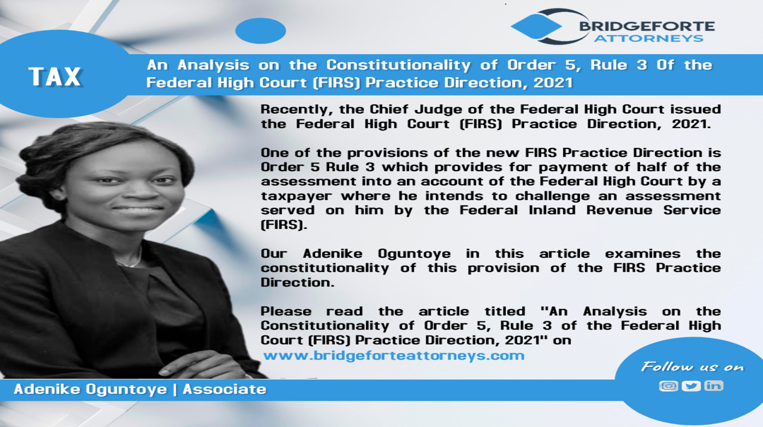 AN ANALYSIS ON THE CONSTITUTIONALITY OF ORDER 5, RULE 3 OF THE FEDERAL HIGH COURT (FIRS) PRACTICE DIRECTION, 2021